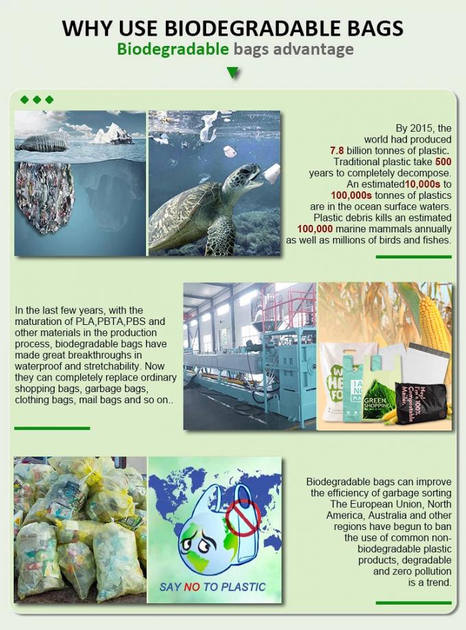 In het groot van 100% Biologisch afbreekbare Composteerbare Engelse 13432 Milieuvriendelijke Carry Plastic de T-shirtzakken van het Maïszetmeelpla voor Supermarkt