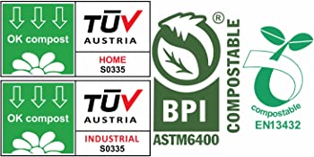 compostzakken, lange keukenvuilniszakken, biologisch afbreekbaar, composteerbaar, het drawstring, bandkleppen, huisvuil