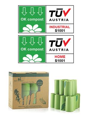 Vriendschappelijke Drawstring de Wasserijzak van Maïszetmeel Biologisch afbreekbare Composteerbare Eco, Jumbo Composteerbare Plastic het Afvalbedelaars van Drawstring 0