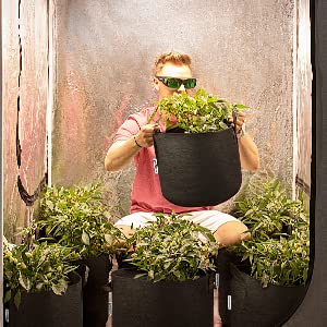 Op zwaar werk berekende 300G maakte Niet-geweven van de de Pottenriem van de Installatiestof van de de Handvattentuin de Installatiezakken/6-pakken dik 5 Gallon Zakken/Aerati kweekt 4