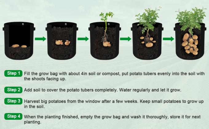 De aardappel kweekt Zakken, kweekt de Installatie de Container van de Zakkentuin de Op zwaar werk berekende Potten van de Verluchtingsstof Niet-geweven Stof groeien dik maakten 1