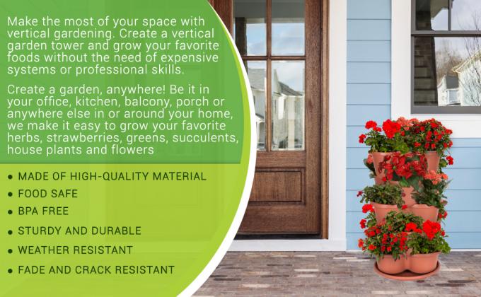 Aardbei en Herb Garden Planter - Stapelbare het Tuinieren Potten Verticale Tuin voor het Kweken van Aardbeien, Kruiden, Bloemen 62