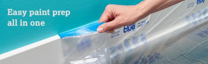 Het pre-vastgebonden Plastic Automobiel Beste Afplakband die van Schilders hetVastgebonden Maskerende Film Afdekken met Band schilderen 1