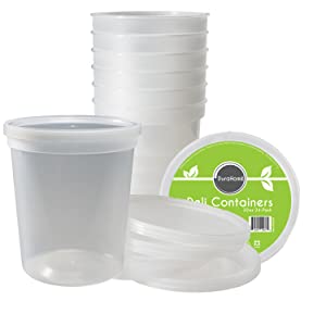 Van het de Delicatessenwinkelvoedsel van de opslagdoos de Opslagcontainers met Deksels 32 Ons, Kwart gallonpak van 24 - Plastic Microwaveable-Container 0