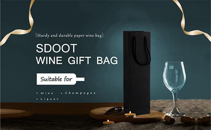 De gouden van de het Haaruitbreiding van de Foliezegel van de de Kleinhandels Verpakkingswijn van Eco het Document van de Zakken Bulkkraftpapier Zakken van de Wijngift met Handvatten 0