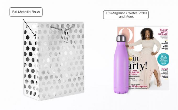 De zilveren Iriserende Middelgrote Giftzakken met Handvatten voor Huwelijken, Verjaardagenpak, Metaal stelt de Verpakkende Zak van de Partijgunst voor 2