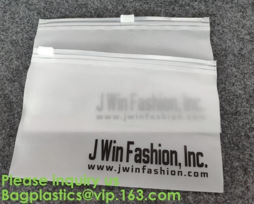 Transparent PVC Biodegradable Custom Frosted Slider Zipper Pouch For Bikini Swimwear Clothing Plastic Packaging k