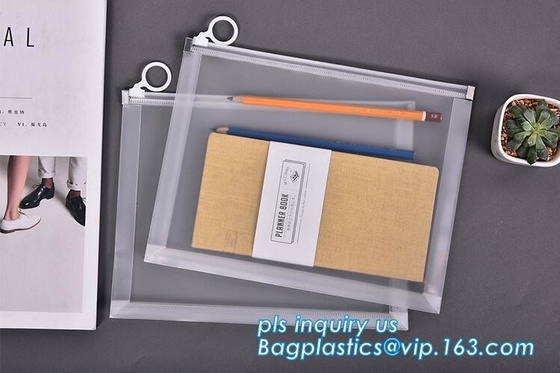 Zipperde enveloppe Zip waterdicht PP zakken naadloze schuifvergrendeling opslagzak voor A4 papier, tijdschrift, memo