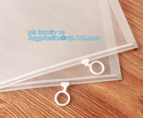 De Verpakkende Zak van de ondergoedbustehouder met Schuifritssluiting Ring Holder, de creatieve plastic zak van kantoorbehoeftenpvc met schuif, schuif zipp