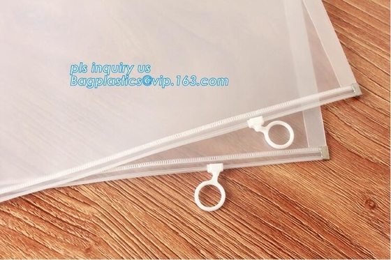 De Verpakkende Zak van de ondergoedbustehouder met Schuifritssluiting Ring Holder, de creatieve plastic zak van kantoorbehoeftenpvc met schuif, schuif zipp
