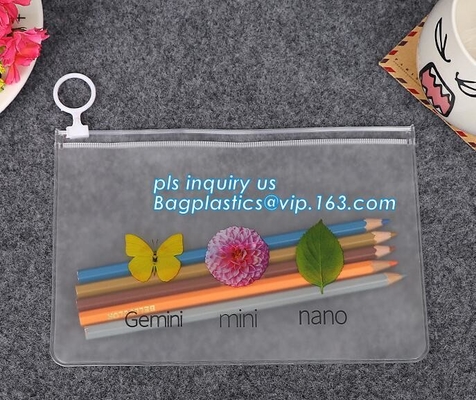 Transparante Kantoorbehoeften Verpakkende Zakken met Schuif, Plastic de Ritssluitingszakken van pvc voor Bustehouderbikini Verpakking, closu van de ritssluitingsschuif