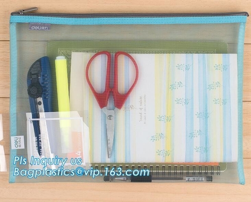 Van het de Ritssluitingsdossier van pvc Mesh File Bag With Closure de de Omslagzak, de Promotie hete Zak van het het Dossierdocument van pvc Plastic met Ritssluiting sluit me