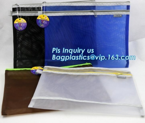 Pvc-van het het documentnetwerk van de tussenlaagritssluiting de zak, van Mesh Zipper Bag For Office &amp; van de School Dossierdocument A4, het documentzak van het Ritssluitingsnetwerk