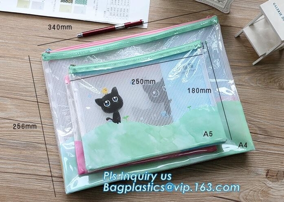 pp-het plastiek van de dossieromslag in eigen zak steekt documentzak, A4-van de de ritssluitingszak van de netwerkomslag het documentzak, Documentzak met Ritssluitingsopslag