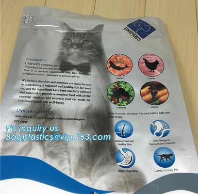 zak van het de bodemvoedsel voor huisdieren van de schuifritssluiting de vlakke, zak van de de vierlingverbinding van 5kg de grote, plastic hondevoer verpakking, schuifk groot huisdier