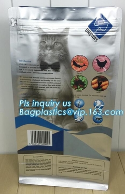 zak van het de bodemvoedsel voor huisdieren van de schuifritssluiting de vlakke, zak van de de vierlingverbinding van 5kg de grote, plastic hondevoer verpakking, schuifk groot huisdier