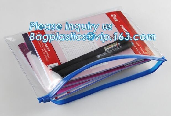 Reclosable PE van de de schuifritssluiting van pvc plastic de opslagzakken, multi van de ritssluitings duidelijke pvc van de kleuren plastic schuif het potloodzak, pvc-ritssluiting