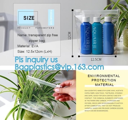 k plastic waterdichte zak voor zwempak, de verpakkingszak van schuifpvc voor shampoobevordering, Ritssluitingsschuif het duidelijke winkelen