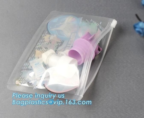 De milieuvriendelijke schuif paste embleem transparante plastic kosmetische zak, kosmetische de make-upzakken van pvc k van de giftverpakking, Doc. aan