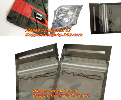 De vlakke Tribune van de Bodemritssluiting op de Ritssluiting van de Aluminiumfoliedouane met Logo Snack Packaging Bags, Vlakke Bodem met k-Ritssluiting