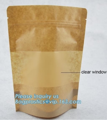 Vierkante Resealable Kraftpapier het Document van Bodemgusseted Tribune op de Verpakkende Zak van de Zakrijst met Ritssluiting en Vensterbagease PAKKET