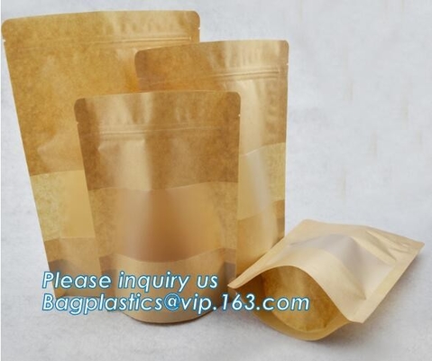 Vierkante Resealable Kraftpapier het Document van Bodemgusseted Tribune op de Verpakkende Zak van de Zakrijst met Ritssluiting en Vensterbagease PAKKET