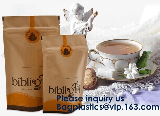 Ritssluitingstribune op de Plastic Biologisch afbreekbare Voedsel Zak van de Verpakkingszak met Venster, Tribune van Kraftpapier van de Voedselrang de Biologisch afbreekbare op Zak