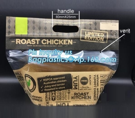 De hete zak van de braadstukkip/hete braadstuk plastic verpakkende zak voor eend, kip, vissen, Fried Chicken Packaging Clear Microwaveable