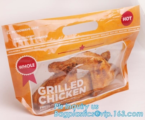 De hete zak van de braadstukkip/hete braadstuk plastic verpakkende zak voor eend, kip, vissen, Fried Chicken Packaging Clear Microwaveable