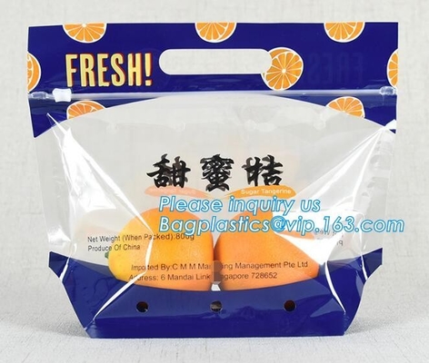 resealable zak van de schuif hoogste ritssluiting voor plantaardige fruitzak, het pitzak van de Fruitschuif met luchtgaten voor druif verpakking, resea
