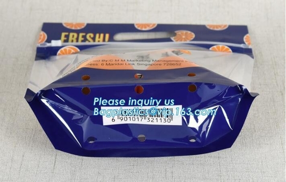 resealable zak van de schuif hoogste ritssluiting voor plantaardige fruitzak, het pitzak van de Fruitschuif met luchtgaten voor druif verpakking, resea
