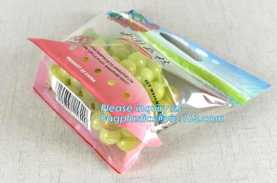 De promotie populaire plastic opnieuw te gebruiken het voedselzakken van de schuifritssluiting, schuif k perforeerden verse druiven verpakkende zak, fruit