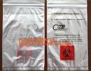 Aangepaste de ritssluitings de zak van het Biohazardspecimen, van de opslag plastic biohazard van het ritssluitingsspecimen de zakvervaardiging verkoopt, laboratoriumtest