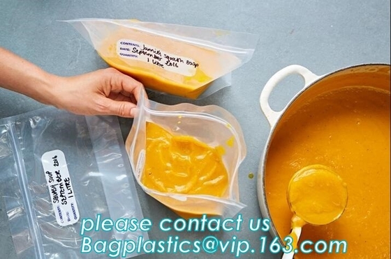 soepzak, vloeibare opslag, plastic verpakkende zak van de voedsel de dubbele ritssluiting, Vriendschappelijke de ritssluitingszak van Eco, polyethyleen verpakking