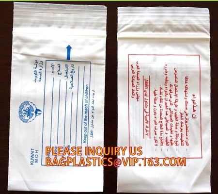 het specimen wikkelt ritssluitingszak/plastic medische specimenvervoer verpakkingszak voor laboratorium, transparante package/PE