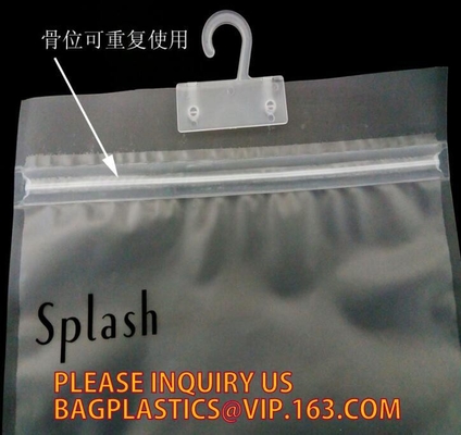 k resealable plastic verpakkende zakken voor kleren, PE/PE/plastic de ritssluitings plastic zakken van pp voor kleren, hangerhaak