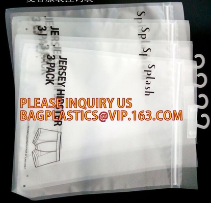 k resealable plastic verpakkende zakken voor kleren, PE/PE/plastic de ritssluitings plastic zakken van pp voor kleren, hangerhaak