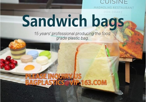 De verpakkingspe van de voedselrang drukte de transparante douane ritssluitingszakken met dubbele ritssluiting, de diepvriezerbedelaars van het Sandwich baggies voedsel