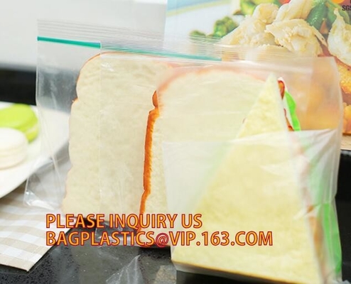 De verpakkingspe van de voedselrang drukte de transparante douane ritssluitingszakken met dubbele ritssluiting, de diepvriezerbedelaars van het Sandwich baggies voedsel