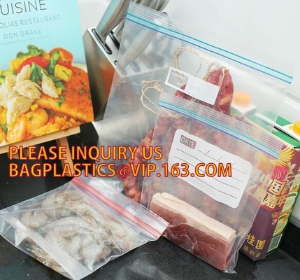 huishoudenldpe Transparante reclosable zak in kleurenvak, PE de lunchzakken van de voedselritssluiting met kleurenvak, FDA-het voedsel van het Huishoudengebruik