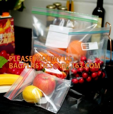 huishoudenldpe Transparante reclosable zak in kleurenvak, PE de lunchzakken van de voedselritssluiting met kleurenvak, FDA-het voedsel van het Huishoudengebruik