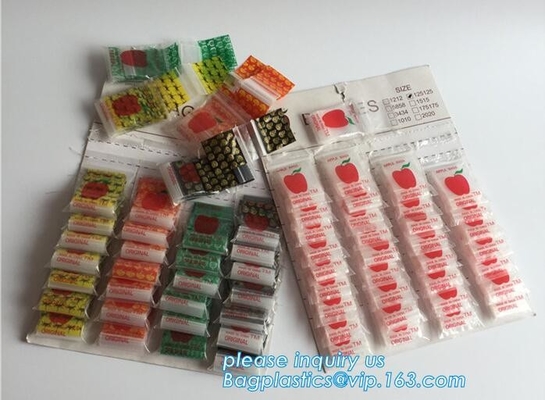 Het zaktype en keurt de zakken van Gepaste volgordemini apple baggies goed, Apple Mini Zip Lock Bags, k-wi van de de ritssluitingszak van de zak miniappel