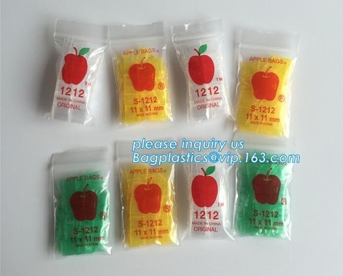 RITSSLUITINGSzak met rode lijn, gekleurde kleine ritssluitings plastic zak, 2020 Apple Minik 100 Baggies 25 Willekeurige Ontwerpen PR