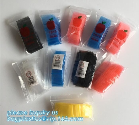 RITSSLUITINGSzak met rode lijn, gekleurde kleine ritssluitings plastic zak, 2020 Apple Minik 100 Baggies 25 Willekeurige Ontwerpen PR