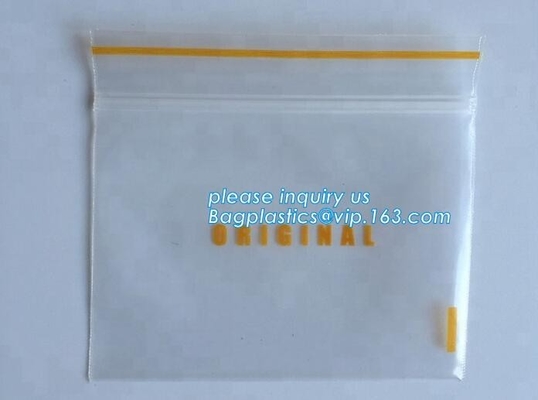 De plastic Douane drukte de Plastic Zakkenzak van k voor Verpakkingsvervangstuk, gele lijn, rode lijn, rood pit, gele zi