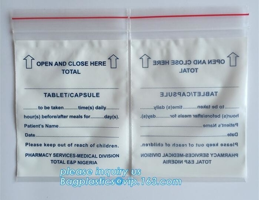 ldpe zak van de de zak de kleine gedrukte k pil van de ritssluitingsgeneeskunde, de medische/zakken van de drug/pillenritssluiting, resealable druk k/zip