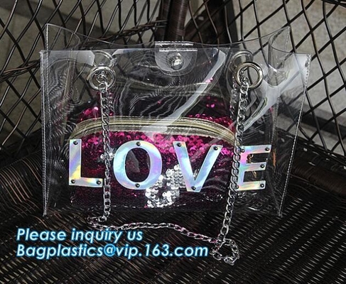 De Schouderzak van pvc van strandtote bags met Binnenlandse Zak, pvc-de schouderzak van de vrouwen grote douane, Tote Shoulder Sling Bag, beurs