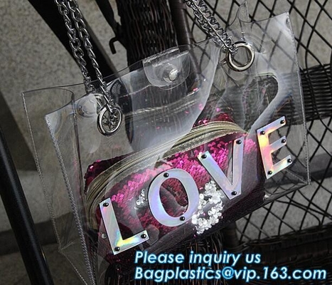 De Schouderzak van pvc van strandtote bags met Binnenlandse Zak, pvc-de schouderzak van de vrouwen grote douane, Tote Shoulder Sling Bag, beurs