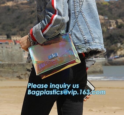 De doorzichtige handtas van pvc van de kleurenmanier, de Handtassen van de zakpu/pvc Vrouwen van de damesschouder, Vrouwen ontruimt Tote Bags voor Schoudercl