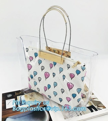 de vinyltotalisator doet transparante pvc-handtas, van de het strandzak van Manierpvc de vrouwen van de de zomerhandtas, Metaal Transparante pvc-Strandhand in zakken